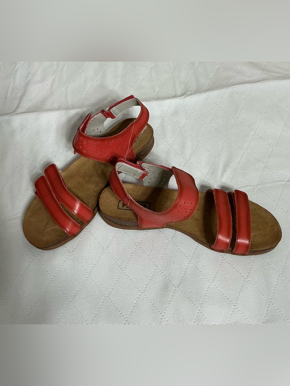 Propet Red Leather Dual-Strap Comfort Sandals